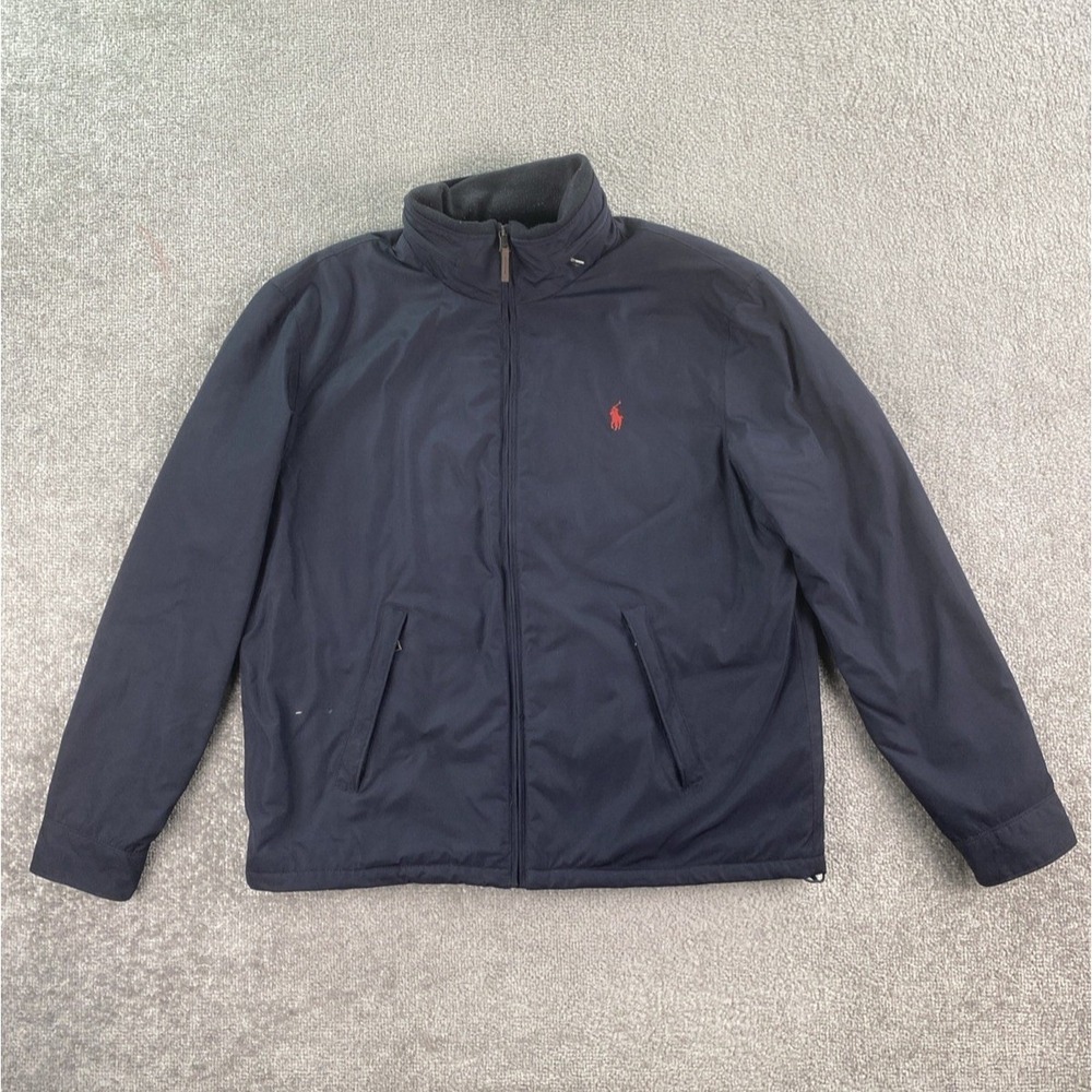 Vintage Polo Ralph Lauren Jacket Men Large Blue Fleece Lined Pony Logo Bomber